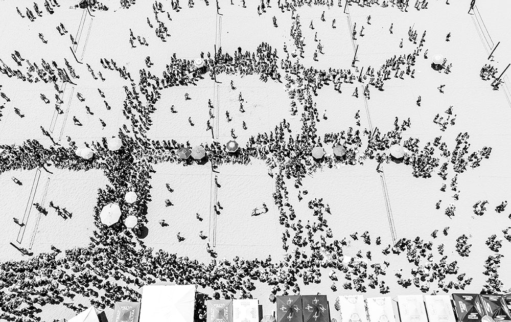 Closed Block- Black & White Photo of the Manhattan Beach 6-Man Volleyball Tournament