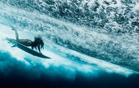 Darker Depths - Tahiti Underwater Surfer Photo